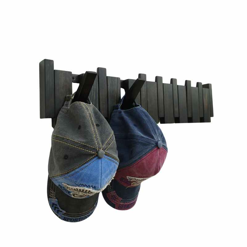 Perchero De Pared De Madera Natural Con 8 Ganchos Abatibles