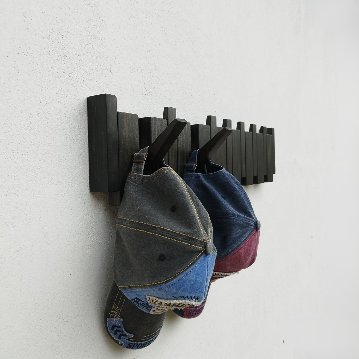 Perchero De Pared De Madera Natural Con 8 Ganchos Abatibles