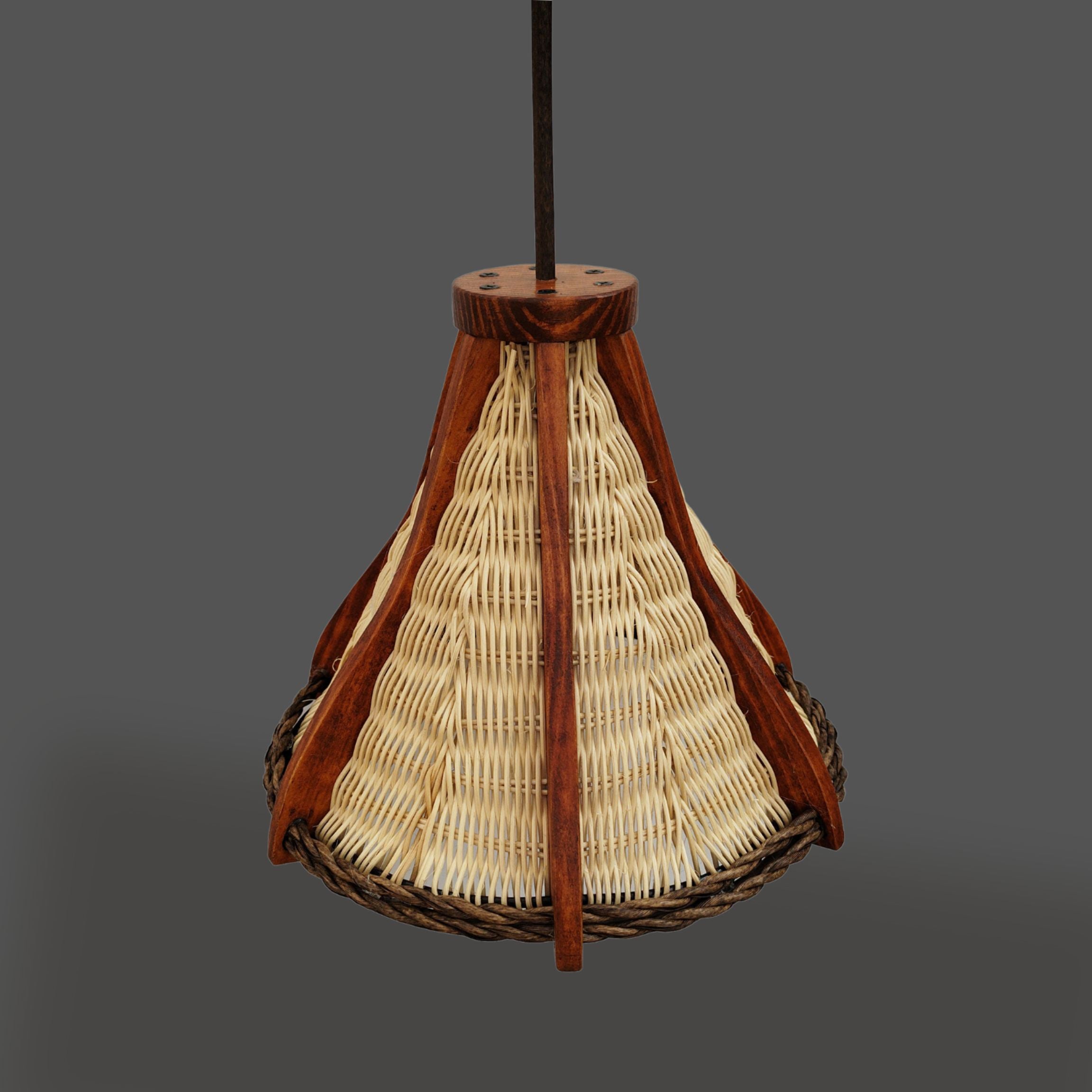 Lámpara Artesanal Tejida en Mimbre – Iluminación Natural con Estilo