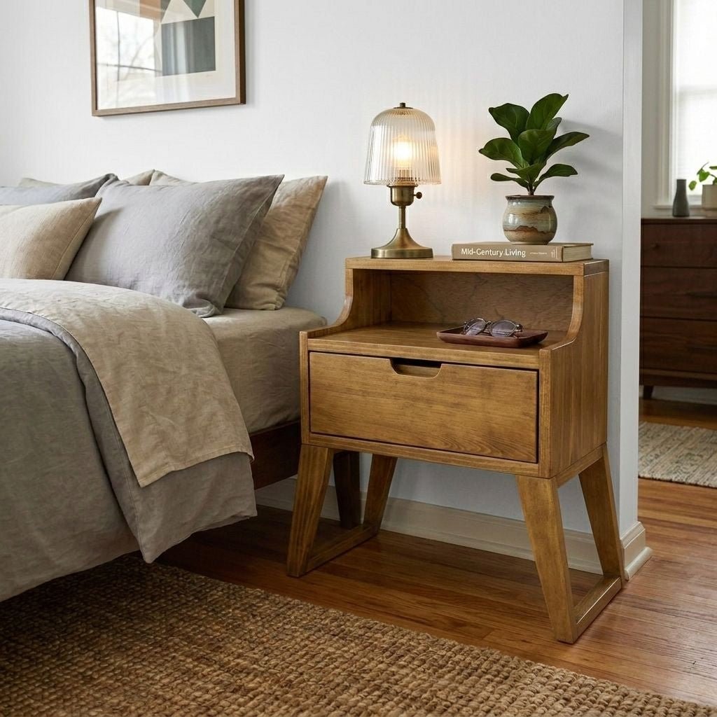 Burós de madera natural estilo nórdico - Set de 2 burós