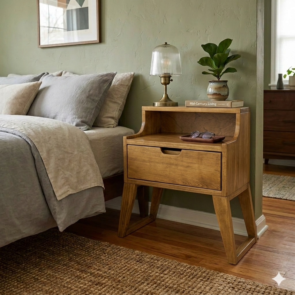 Burós de madera natural estilo nórdico - Set de 2 burós