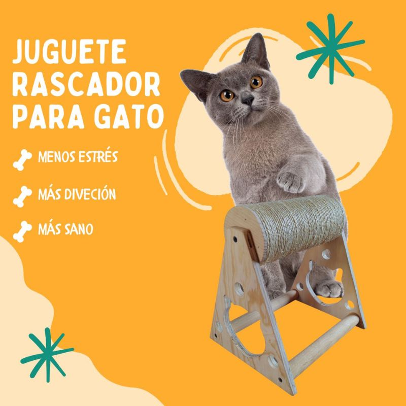 Rueda De Ejercicio Para Gatos, Rascador De Juguete Madera Natural